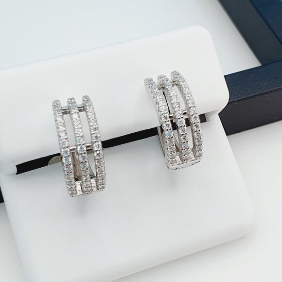 "925 Sterling Silver Cubic Zirconia Earrings, UU1P6A6155 - Picture 3 of 11